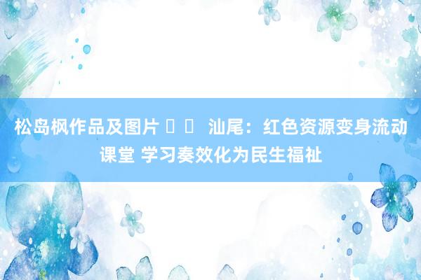 松岛枫作品及图片 		 汕尾：红色资源变身流动课堂 学习奏效化为民生福祉