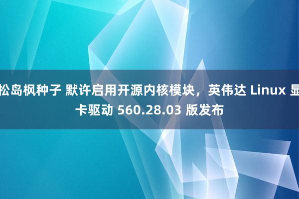 松岛枫种子 默许启用开源内核模块，英伟达 Linux 显卡驱动 560.28.03 版发布