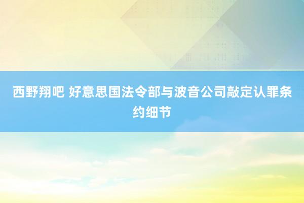 西野翔吧 好意思国法令部与波音公司敲定认罪条约细节