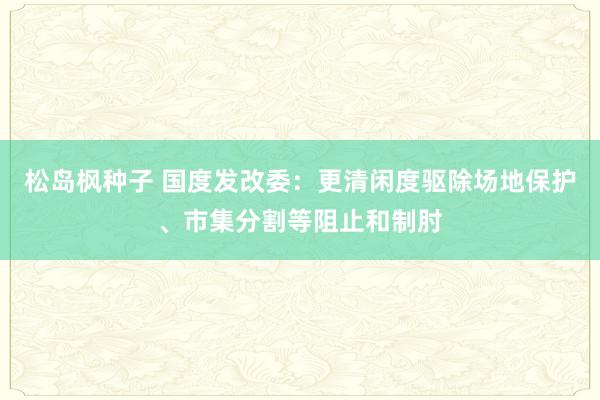 松岛枫种子 国度发改委：更清闲度驱除场地保护、市集分割等阻止和制肘