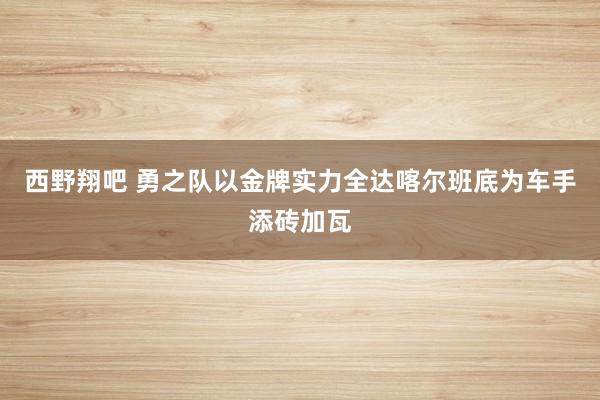 西野翔吧 勇之队以金牌实力全达喀尔班底为车手添砖加瓦