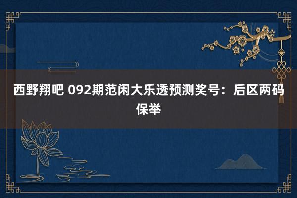 西野翔吧 092期范闲大乐透预测奖号：后区两码保举