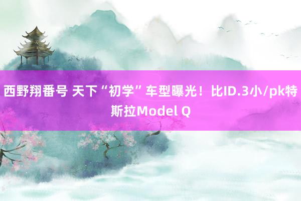 西野翔番号 天下“初学”车型曝光！比ID.3小/pk特斯拉Model Q