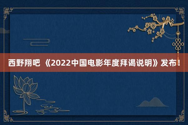 西野翔吧 《2022中国电影年度拜谒说明》发布！