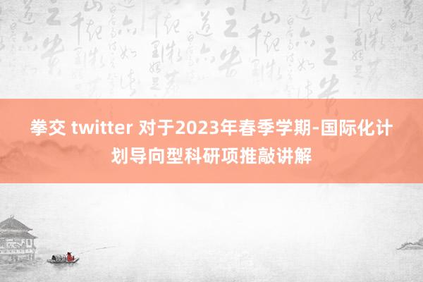 拳交 twitter 对于2023年春季学期-国际化计划导向型科研项推敲讲解