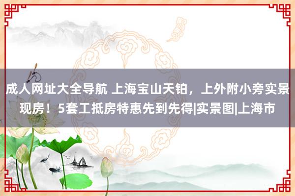 成人网址大全导航 上海宝山天铂，上外附小旁实景现房！5套工抵房特惠先到先得|实景图|上海市