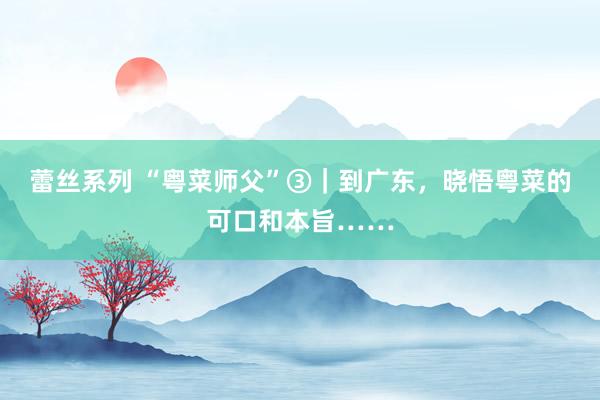 蕾丝系列 “粤菜师父”③｜到广东，晓悟粤菜的可口和本旨……